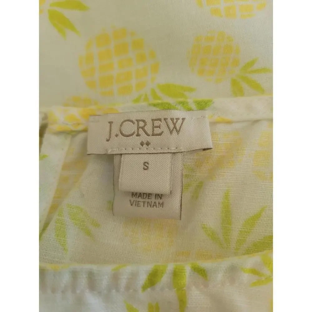 J Crew small white with pineapples blouse - Picture 3 of 5